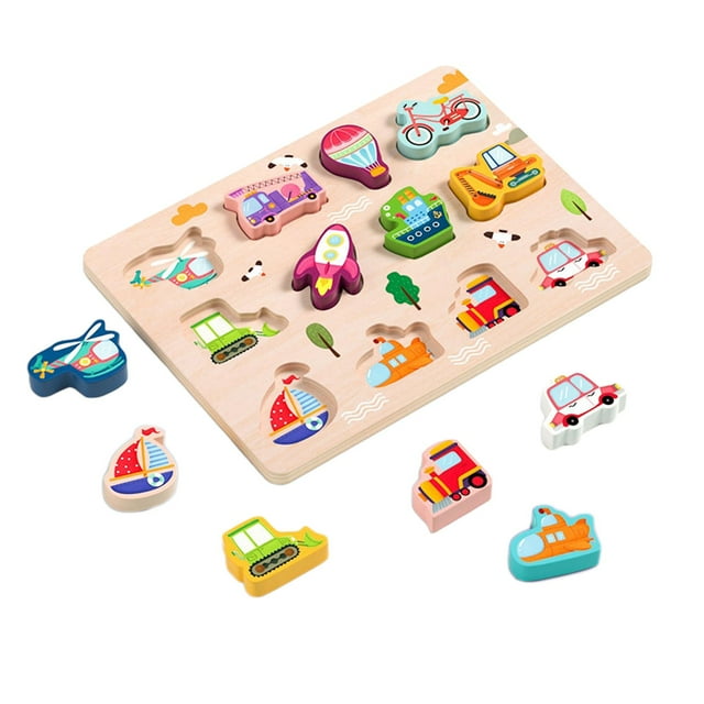 Rompecabezas de madera Rompecabezas de madera Peg Puzzle Juguete Educación colorida Forma múltiple Transporte Yotijar none