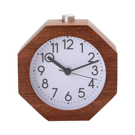 ELAYARD Beech Wooden Alarm Clock Brown Silent Movement for Time Recording