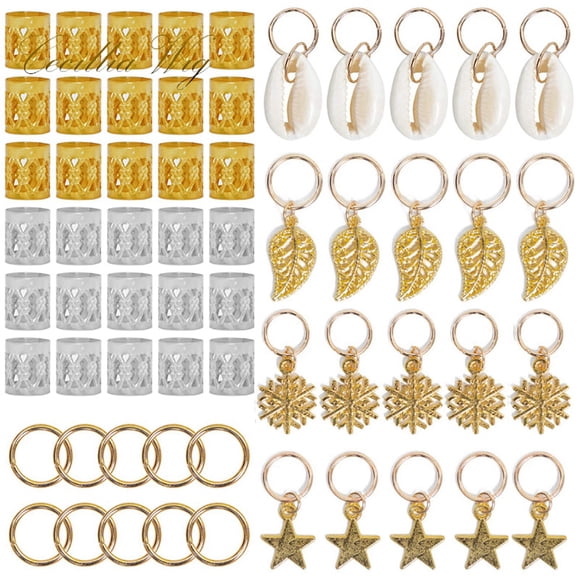 Hair Rings Fashion Assorted 80PCS Metal Decorative Hair Loop Clips Braid Rings