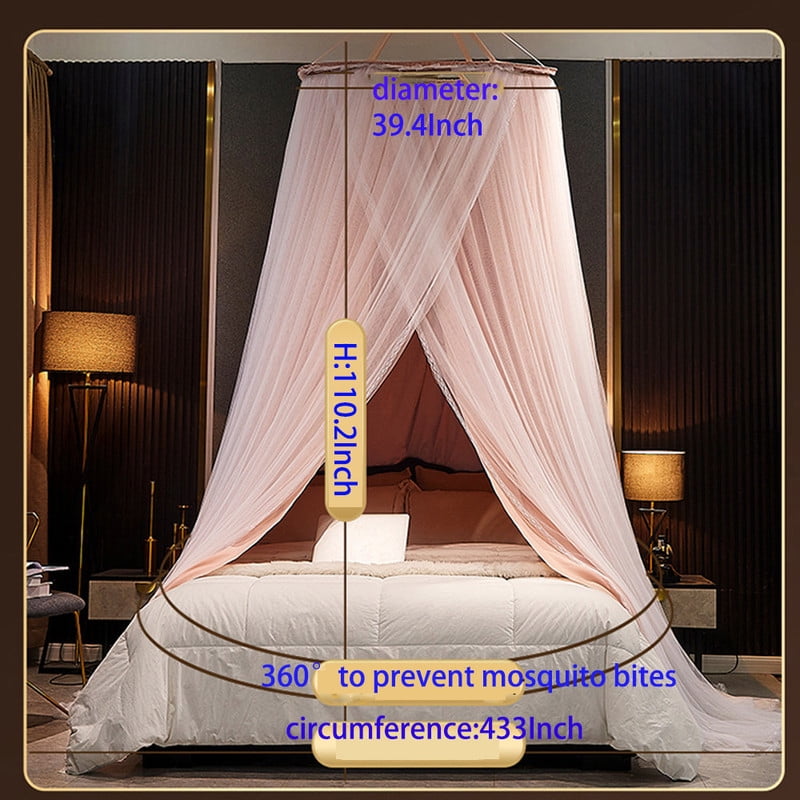 Kadahis Bed Canopy For Girls & Adults, Round Dome Lace Princess Canopies Netting, Elegant Double Layer Bed Canopy Drapes For Decoration, Playing,Reading,Sleepping