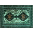 thumbnail image 1 of Ahgly Company Machine Washable Indoor Rectangle Persian Turquoise Blue Traditional Area Rugs, 5' x 8', 1 of 4