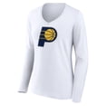 thumbnail image 2 of Women's White Indiana Pacers Logo Long Sleeve V-Neck T-Shirt, 2 of 3