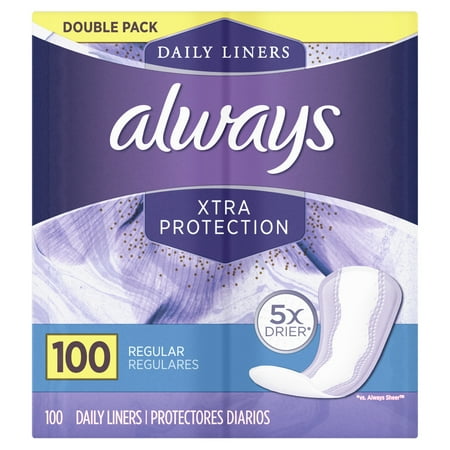 Always Xtra Protection Daily Liners, Regular, 100 (Always Look Your Best)