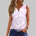 thumbnail image 2 of Women's Tanks Ladies Summer Casual Colourful Tie Dye Printed V Neck Button Sleeveless Vest Top, 2 of 4