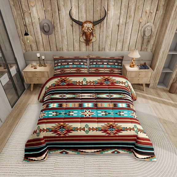 Erosebridal Southwest Comforter Set, Queen Size, 3-Piece Rustic Bohemian Bedding Decor