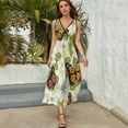 thumbnail image 3 of Blue Floral Butterfly Womens Night Club Maxi Dress V Neck Sleeveless Bohemia Long Dresses, 3 of 9