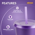 thumbnail image 2 of Vasos de plástico Atmos Homeware con tapa y popote 24 Oz Paquete de 50 color Morado, 2 of 6