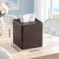 Square Tissue Box Cover, Brown Grape Pattern, PU Leather and MDF Holder ...