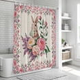 thumbnail image 6 of Easter Bunny Roses Shower Curtain, Waterproof Shower Curtains for Bathroom, Pink Floral Spring Linen Washable Fabric Bathtub Curtain Set Bath Decor with 12 Hooks 48"x72", 6 of 8