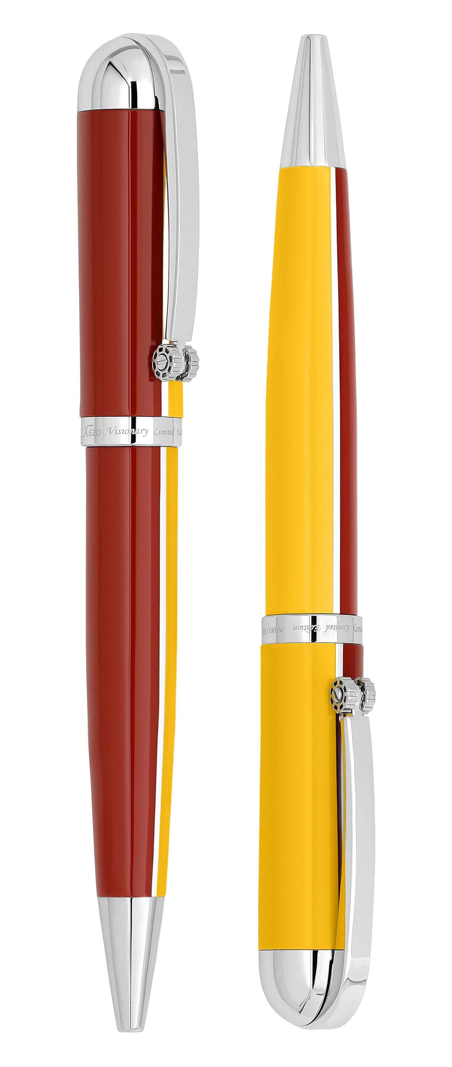 Xezo Xezo Visionary® Brass  Aluminum Enameled Ballpoint Pen - Aspen Gold / Red