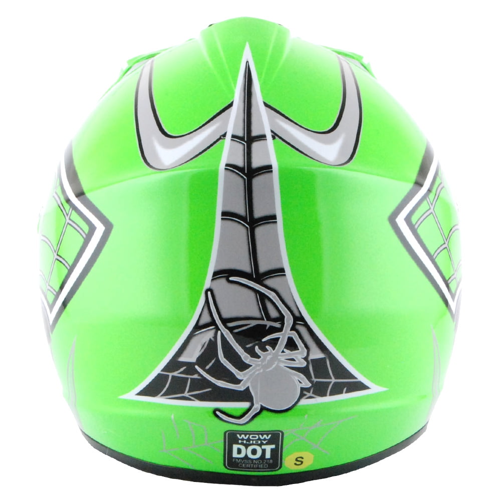 WOW Youth Kids BMX MX ATV Dirt Bike Motocross Helmet JOYCLS Spider Web Green