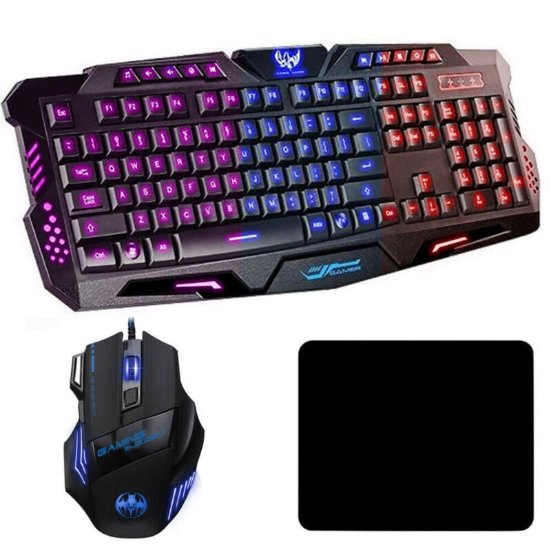 Gaming Keyboard and Mouse Combo LED RGB Backlit Mechanical Feel with Multimedia Keys for PC Gamers Desktop Computer Laptop