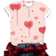 thumbnail image 3 of T-shirts for Women Valentine's Day Shirt Valentine's Day Printed T-shirt Short Sleeve Round Neck Pullover Blouses Top Women's Spring Summer Clothes, 3 of 5
