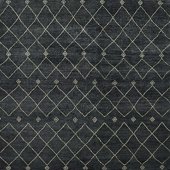 Ahgly Company Machine Washable Indoor Square Industrial Modern Midnight Gray Area Rugs, 4' Square