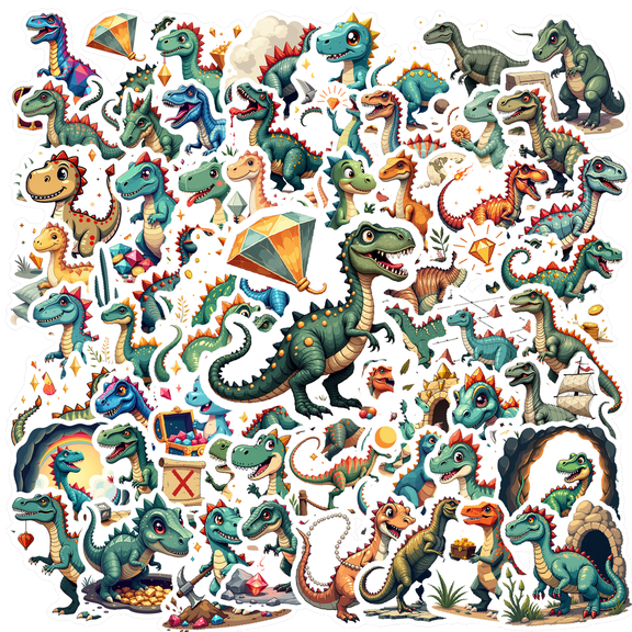 cartoon Dinosaur Stickers, Waterproof Dinosaur Sticker for Water Bottle Laptop Phone Cases Planner Skateboard Luggage Helmet Party Favor Decor, Ideal for Adults Teens Teacher Rewards