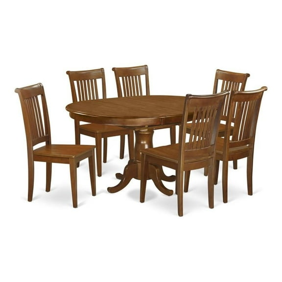 Atlin Designs 7-piece Wood Dining Set in Saddle Brown