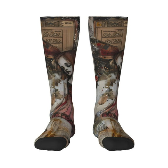 Logiee Vintage Collage Girl Butterfly Print Gift Stocking Stuffers,Adult Stockings,Novelty Socks,Funny Socks Birthday Running Walking Sleeping