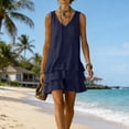 thumbnail image 1 of XiYing Robes pour Femmes, Robe Maxi d'Été Sans Manches à Col en V pour Femmes - Coupe Ample Décontractée pour la Plage et les Vacances, Design Uni, Taille Unique (Lot de 1), 1 of 7