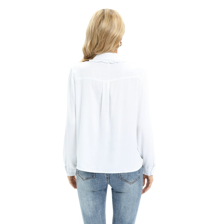 トップス vintage bow tie shirts white Amazon.com: Bow White Shirt Women Casual Loose Blouse Chic