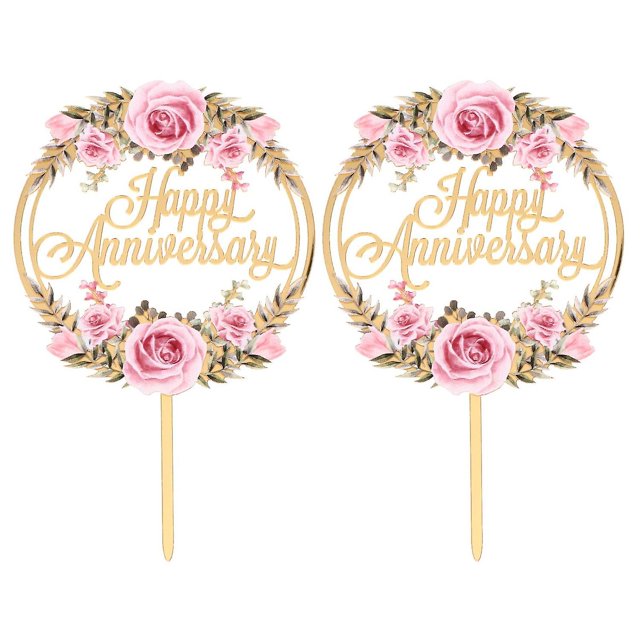 2 piezas de adornos acrílicos para pasteles, adornos para postres de aniversario de bodas, adornos para pasteles ZefeiWu 8390614311244
