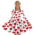 thumbnail image 4 of Girls White Heart Print Long Sleeve Dress for Valentine's Day, A-Line Stretchy Casual Party Wear,Size 13-14 T, 4 of 6