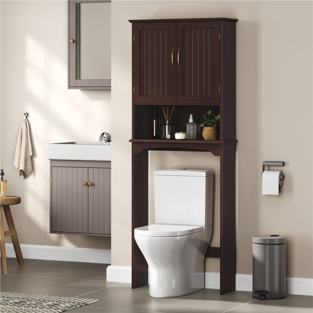 Yaheetech Over The Toilet Cabinet MDF Bathroom Storage Organizer with Adjustable Shelf, Espresso
