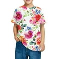 thumbnail image 2 of Frwgonr Little Girls T-shirts Short Sleeve Flower T Shirts Kids Crew Neck Casual Loose Summer Tops Size 3T-10, Multicolor, 2 of 4