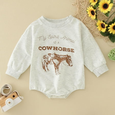 

NIUREDLTD Babys Girls Boys Winter Long Sleeve Romper Bodysuit Clothes Letter Cow Prints Outwear Fashion