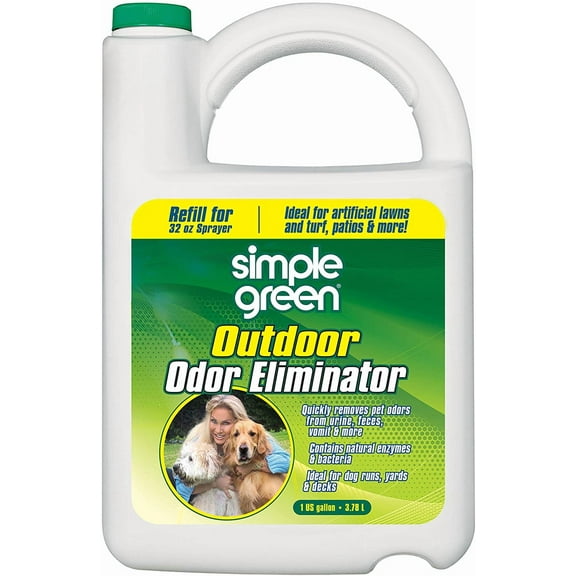 Outdoor Odor Eliminator for Pets, Dogs, 1 gallon Refill - Ideal for Artificial Lawns & Patio, Milky White