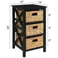thumbnail image 6 of eHemco 3 Tier X-Side End Table Side Table Storage Cabinet with 3 Natural Water Hyacinth Wicker Baskets for Living Room, Black, 6 of 7