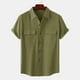 thumbnail image 2 of Hombres Casual Botones Sólidos Playa Doble Bolsillo Turndown Camisa De Manga Corta Blusa Pompotops oipoqjl48371, 2 of 9
