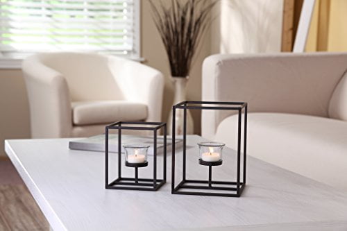 hometrends Black Cube Candle Holder Giftbox