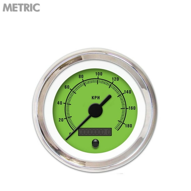 Speedometer GaugeMetric Rider Green Black Vintage Needles Chrome Trim Rings Style Kit DIY
