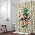 thumbnail image 6 of Hello Summer Shower Curtain for Bathroom Decor, Pineapple Red Flower Tropical Fruit Vintage Linen Abstract Waterproof Fabric Shower Curtain, 72"x78" Set with 12 Hooks, 6 of 9