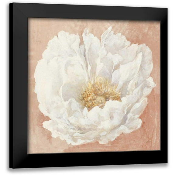 Purinton, Julia 12x12 Black Modern Framed Museum Art Print Titled - Serene Peony Terracotta