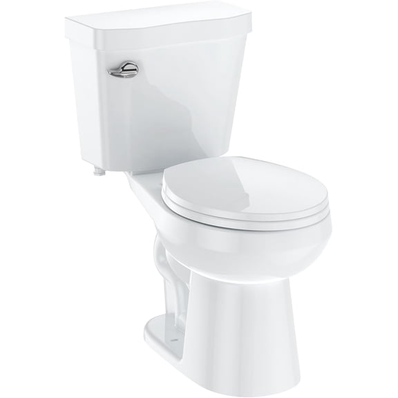 Two Piece Toilet, Round ADA 17 in Height, Side Press Flush Split Toilet with Under-Locking Lid,for Bathrooms Comfort, Powerful Flushing, White