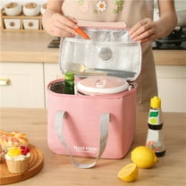 SCNOR Lunch Bag for Women and Men,Insulated Lunch Tote,Stitch Bento Bags,Oxford cloth,Pink