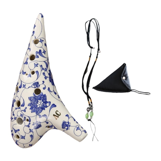 Ocarina Alto C de cerámica de 12 agujeros con cubierta protectora y cancionero para principiantes. A