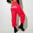 thumbnail image 2 of Fiaer Baggy Sweatpants Women Letter Printed High Waisted Pants Plus Size Trendy Casual Pocket Comfort Trousers Red M, 2 of 3