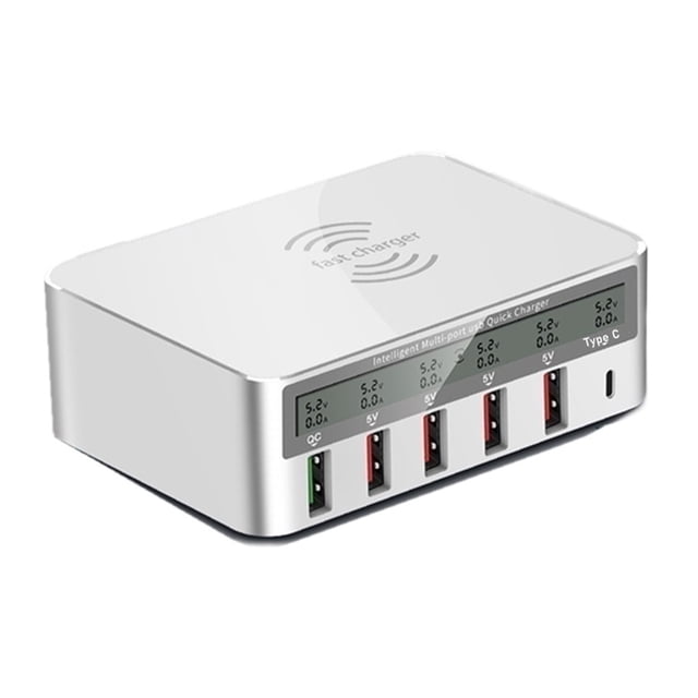 100W Multi USB Fast Charger PD 20W QC 3.0 LCD Wireless Charger ,Easy to Use