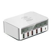100W Multi USB Fast Charger PD 20W QC 3.0 LCD Wireless Charger ,Easy to Use