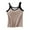 Khaki, variant on Kaemgyyd Summer Tops for Women Fashion Color Block V Neck Undershirts Soft Ribbed Sleeveless Clothes with Built-In Bra