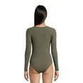 thumbnail image 2 of Belle du Jour Juniors Ribbed Square Neck Bodysuit, Sizes XS-XL, 2 of 5