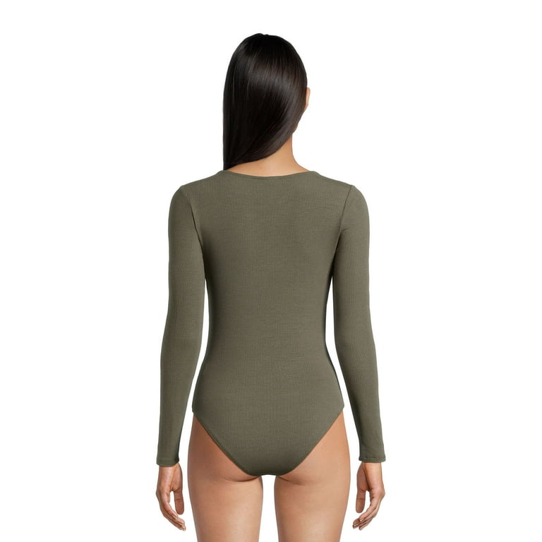 Belle du Jour Juniors Ribbed Square Neck Bodysuit, Sizes XS