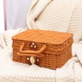 thumbnail image 3 of Valise de Rangement en Rotin Vintage Tissée pour Voyage Pique-Nique Boîte à Bagages pour Garde-Robe, 3 of 7
