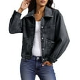 thumbnail image 3 of Pyhlmscde Women's Denim Jacket Loose Casual Solid Color Top, Womens Tops, Denim Jacket for Women, Cardigan Sweaters for Women, 3 of 6
