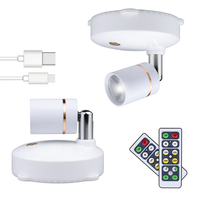 2 Pack Wireless Spotlight LED Accent Lights with 750mAh Battery Dimmable Puck Light with Remote Control Timing Function Focus Light for Display Painting Picture Artwork Closet
