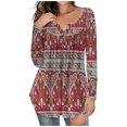thumbnail image 1 of Blusa suelta de manga larga con cuello en V informal estampada a la moda para mujer Fridja  bvmnju4769, 1 of 7