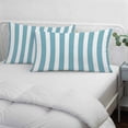 thumbnail image 4 of Aqua Striped Lumar Pillow Covers, Modern Farmhouse Blue White Stripes Soft Breathable Throw Pillow Cases with Invisible Zipper, Decorative Pillowcase Pillows Protectors for Sofa Bed Chair 16"x24", 4 of 9