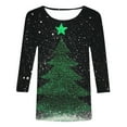 thumbnail image 4 of Fiaer Women T Shirts Shine Christmas Tree Trendy Tshirts 3/4 Sleeve Crew Neck Oversized Loose Fit Xmas Tops Green XXXL, 4 of 4